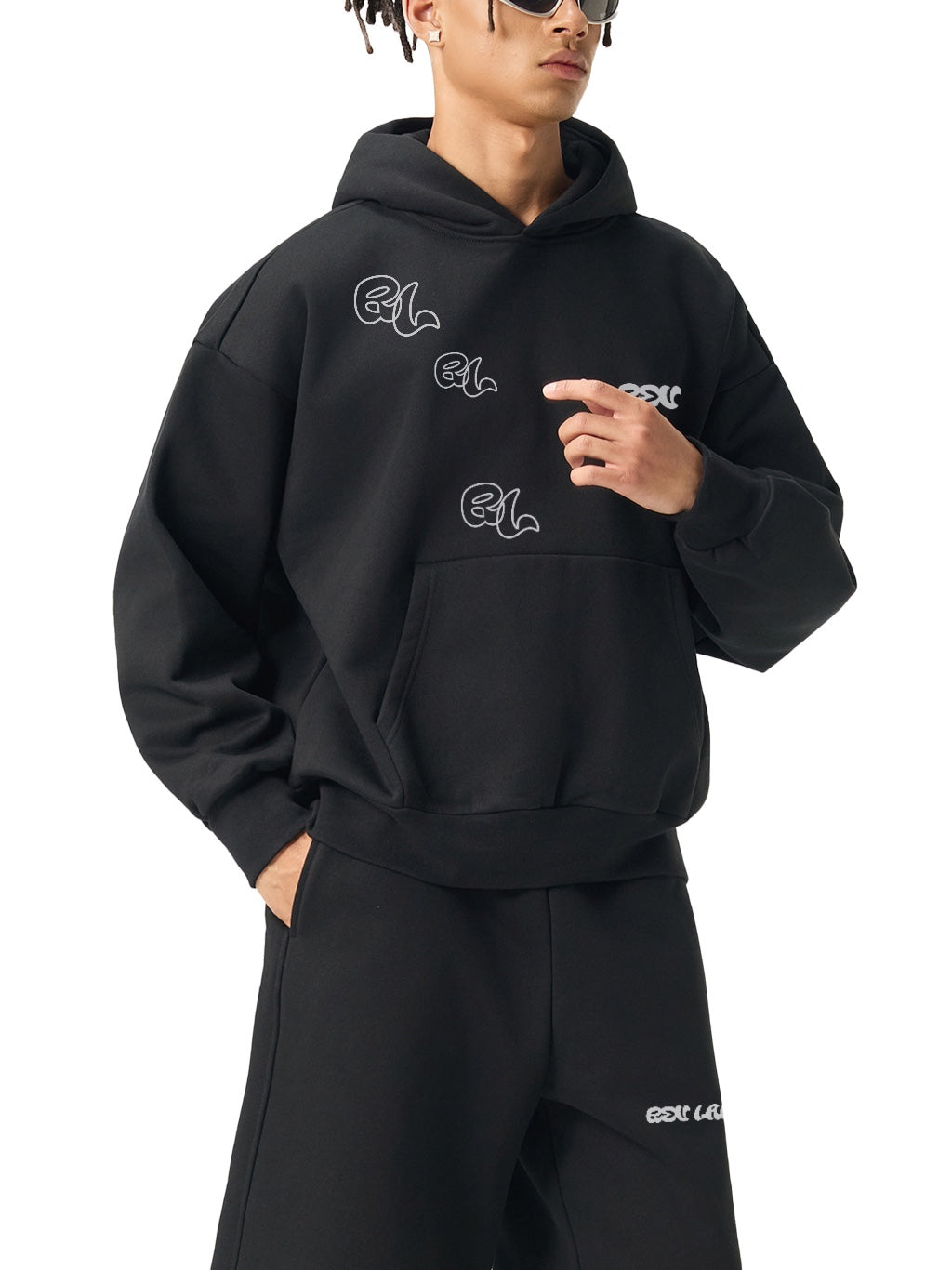 REV Essential All-Over Logo Hoodie Black